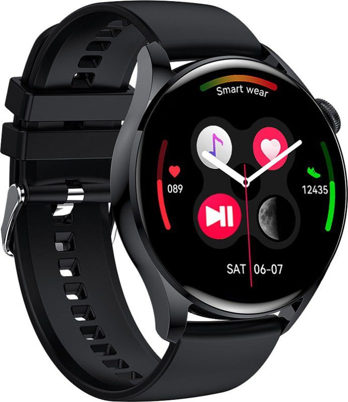 AeoFit Polaris Pro Bluetooth Calling Smartwatch  (Black Strap, Regular)