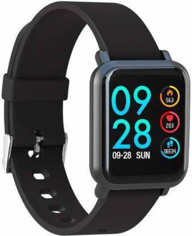 IC PLUS Blood Pressure Heart Rate Monitor and Multiple Exercise Mode Smartwatch  (Black Strap, Free Size)