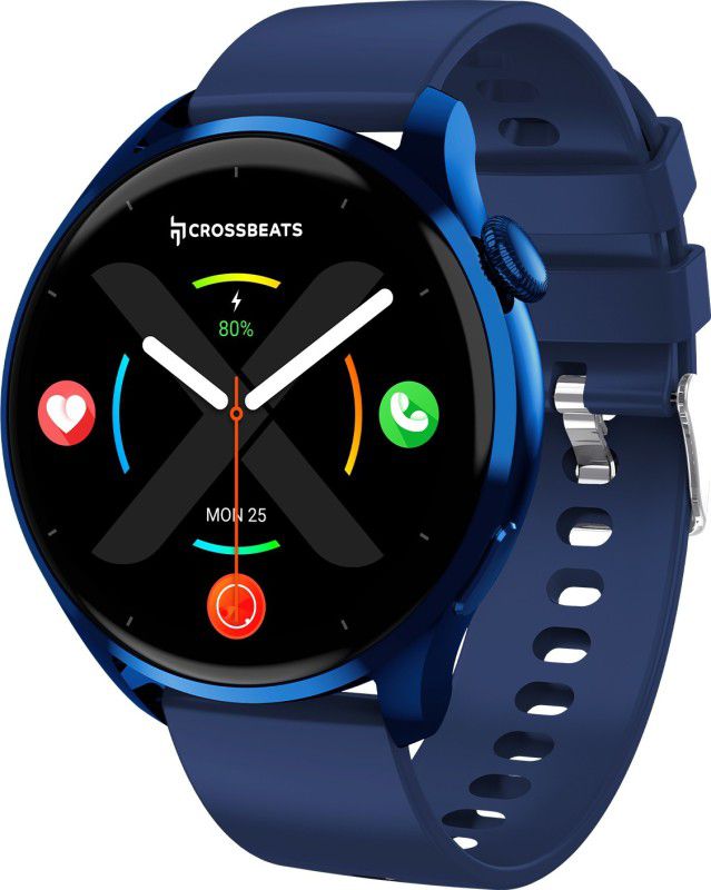 CrossBeats Orbit X AMOLED Smartwatch with BT calling,100+ watch faces, Multi-sports modes Smartwatch  (Blue Strap, Free size)