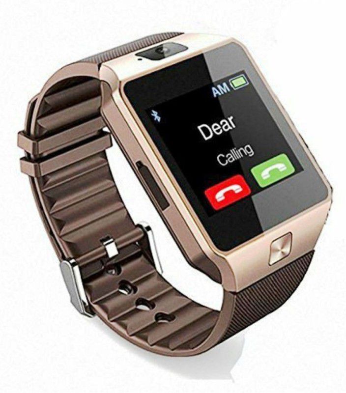 Amgen DZ09-Gold 0087 phone Smartwatch  (Brown Strap, Free Size)