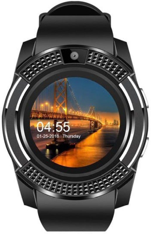 Amgen V8 Phone Smart Watch Smartwatch  (Black Strap, Regular)