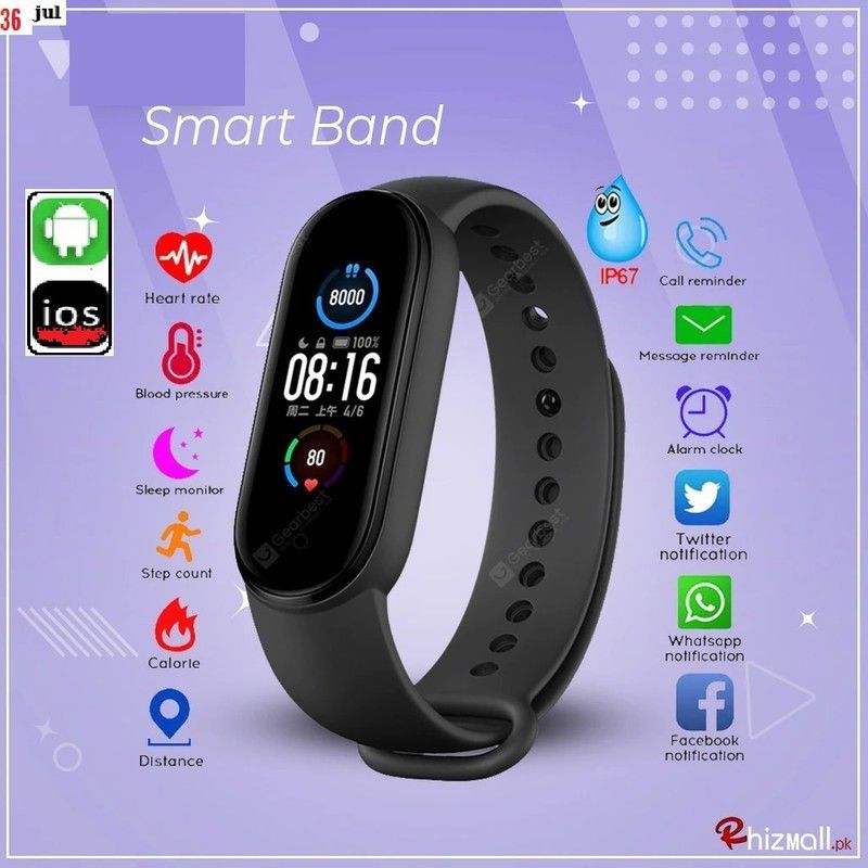 Bymaya A850_M7 MAX MULTI FACES SLEEP TRACKER SMART BAND BLACK(PACK OF 1)  (Black Strap, Size : FREE)