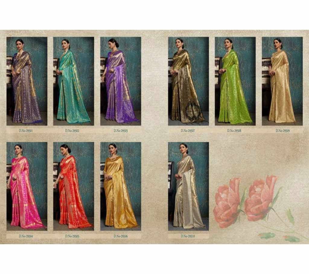 Kanjivaram Silk Thread Work Saree With Blouse - 10 Pieces 