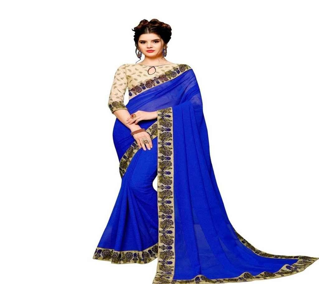 Georgette Embroidery Saree With Blouse - 5 Pieces 
