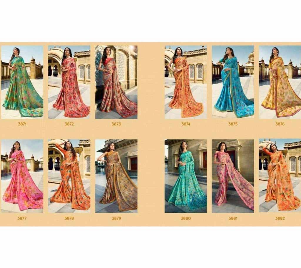 SHANGRILA RIDHIMA Georgette Printed Sharee-12Pcs combo 