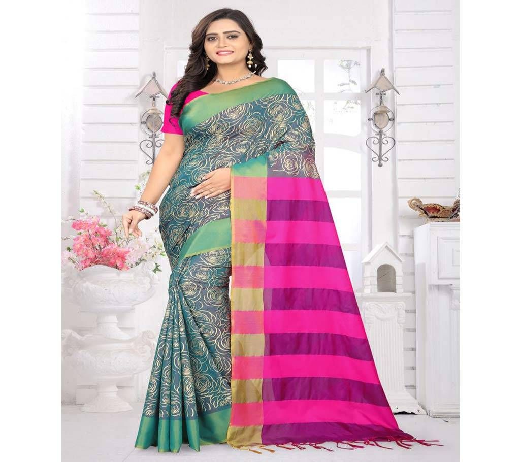 Cotton Silk Printed Saree With Blouse - 4 Pieces