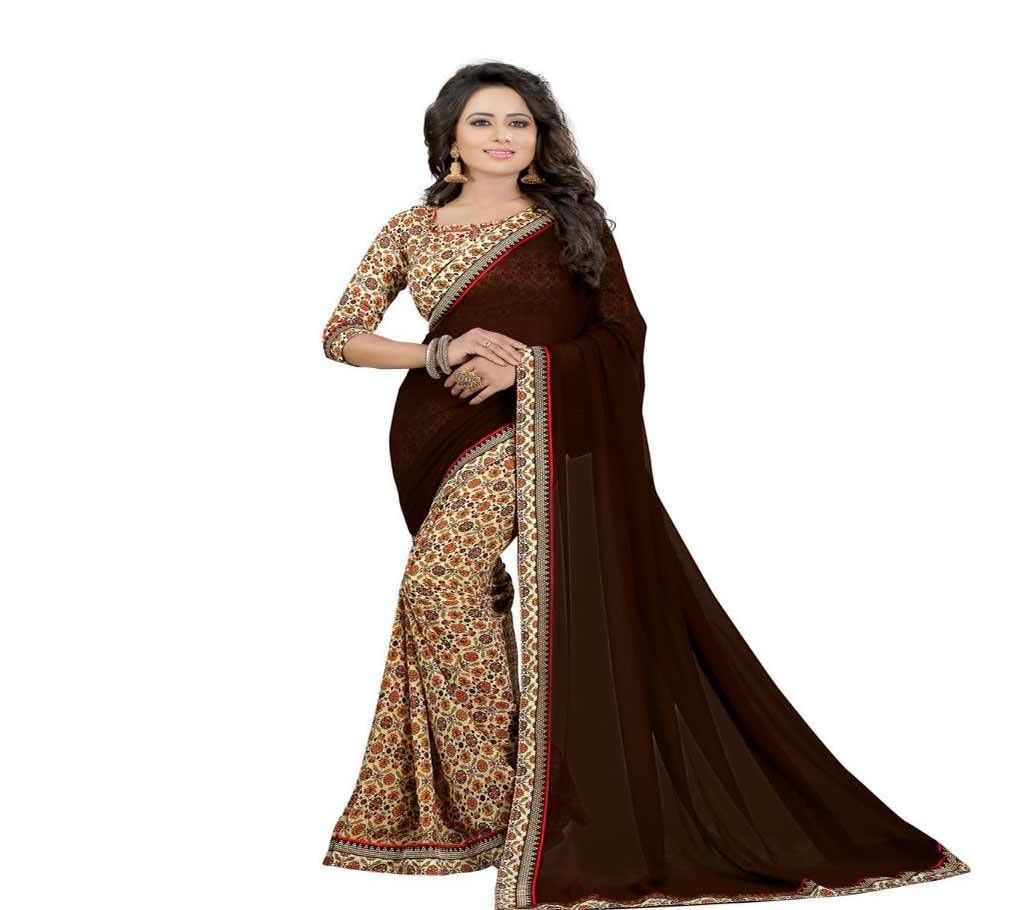 Georgette Printed Saree With Blouse - 4 Pieces