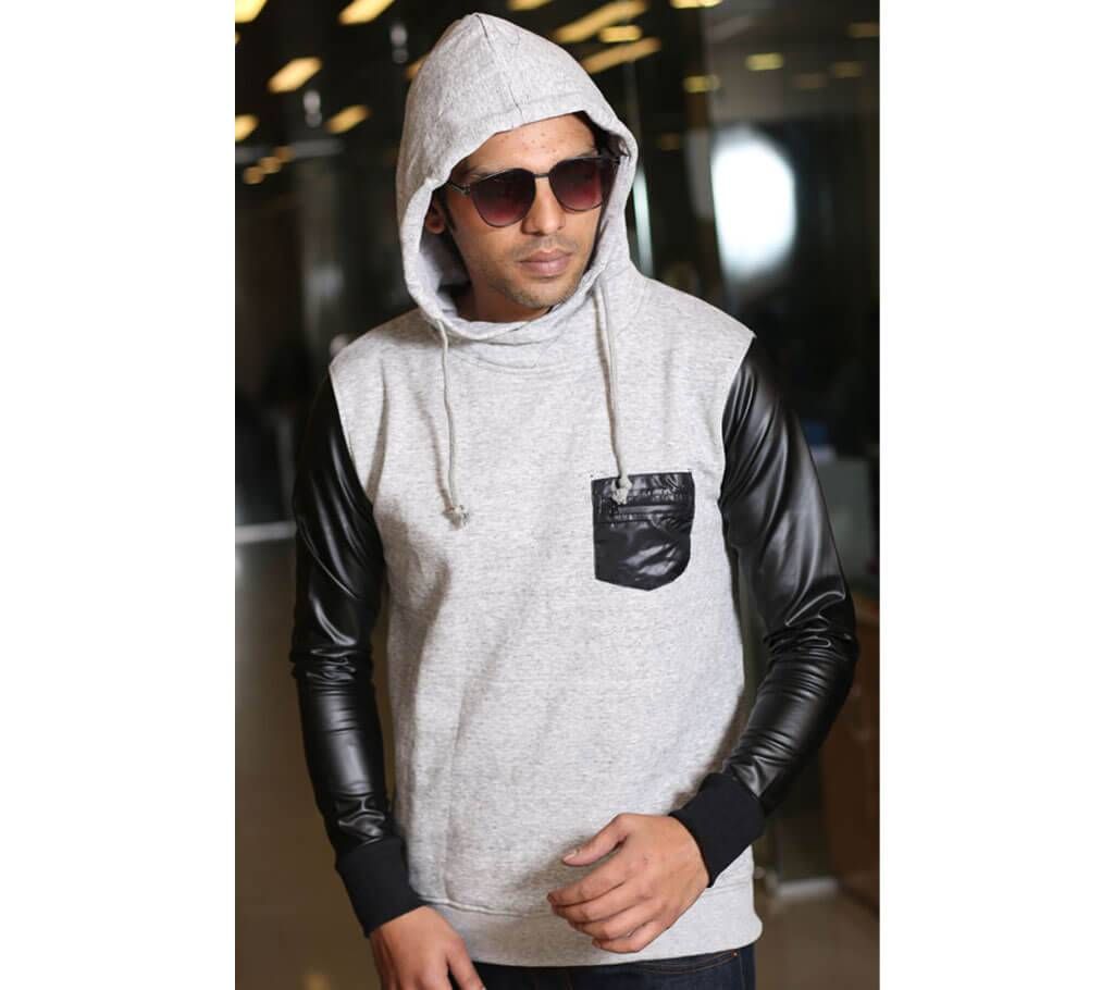 W-112 Hoodie with Leather (Artificial) Hand for Men