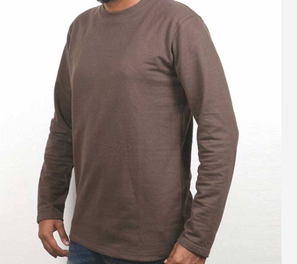 Chocolate colour Gents full sleeve cotton t-shirt