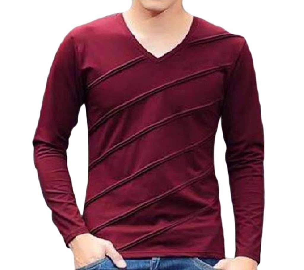Full Sleeve Gents Casual V-Neck T-Shirt
