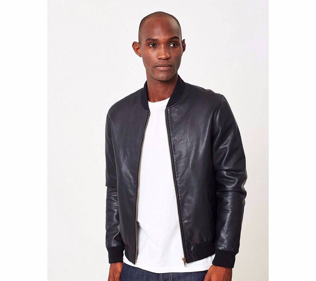 W-110 Artificial Leather Combine Jacket For Men