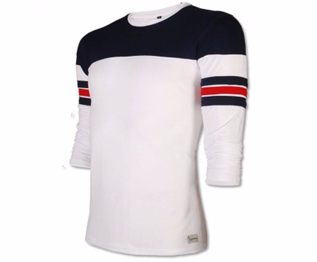 White Cotton Full Sleeve T-Shirt For Mens