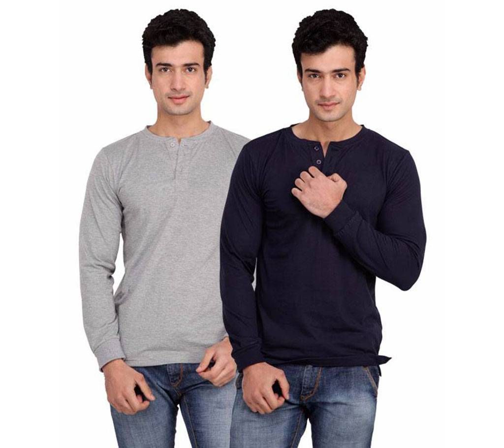 Gents Cotton Full Sleeve t-shirt-2 pc 