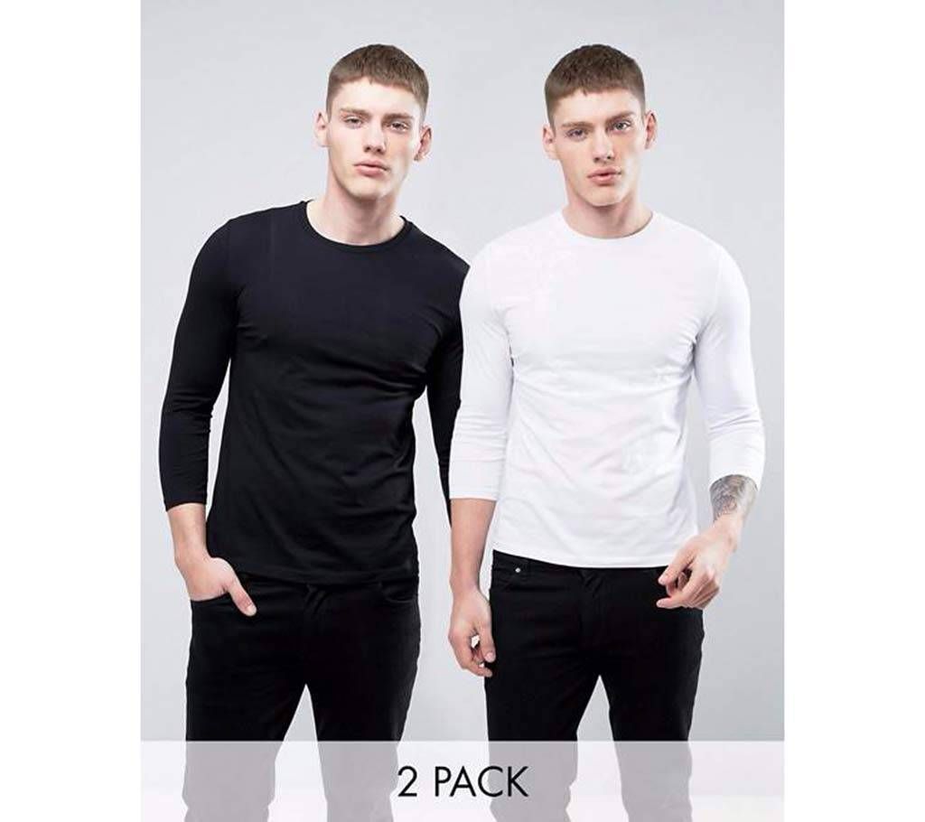 Gents full sleeve cotton t-shirt - 2 pcs