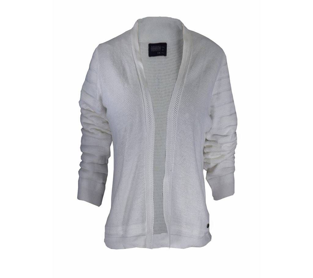 Ladies full sleeve white cardigan 