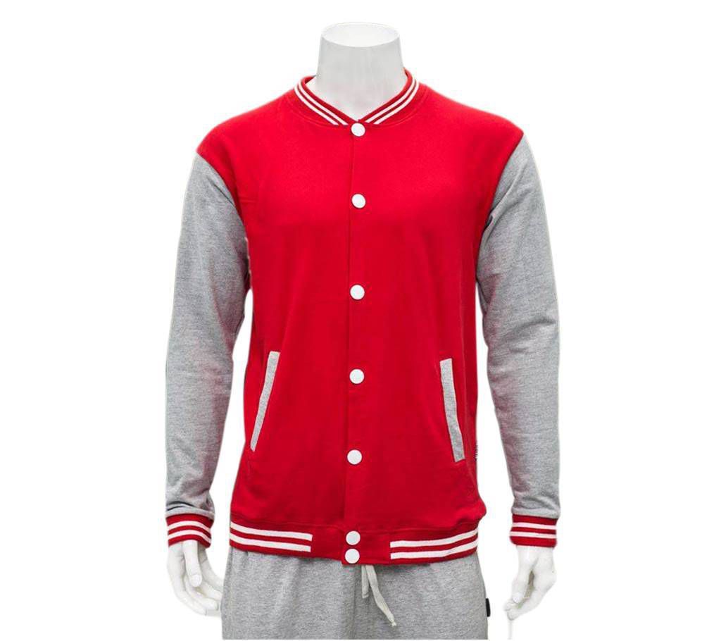 Gents Full Sleeve Red Varsity Sweater