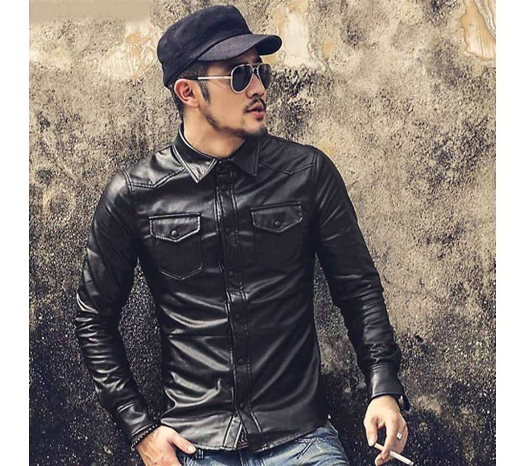 Artificial Leather Full Sleeve Shirt