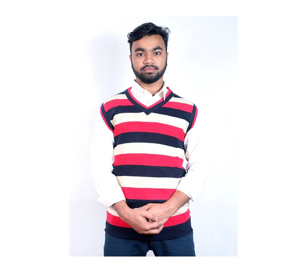 Multicolor Wool Sleeveless Sweater For Men