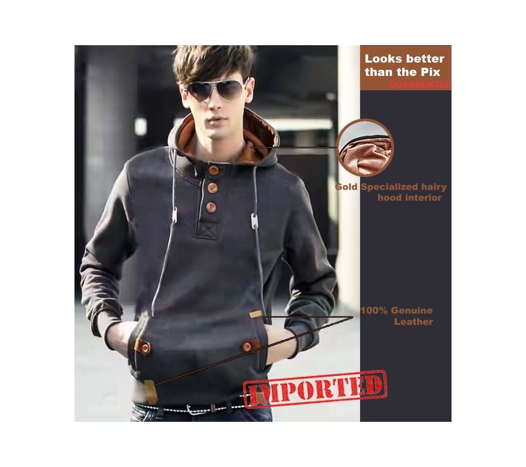 Mens Stylish Hoodie - Black with Brown Bottom
