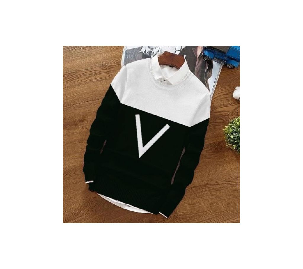 Casual Sweatshirt V Black/White 