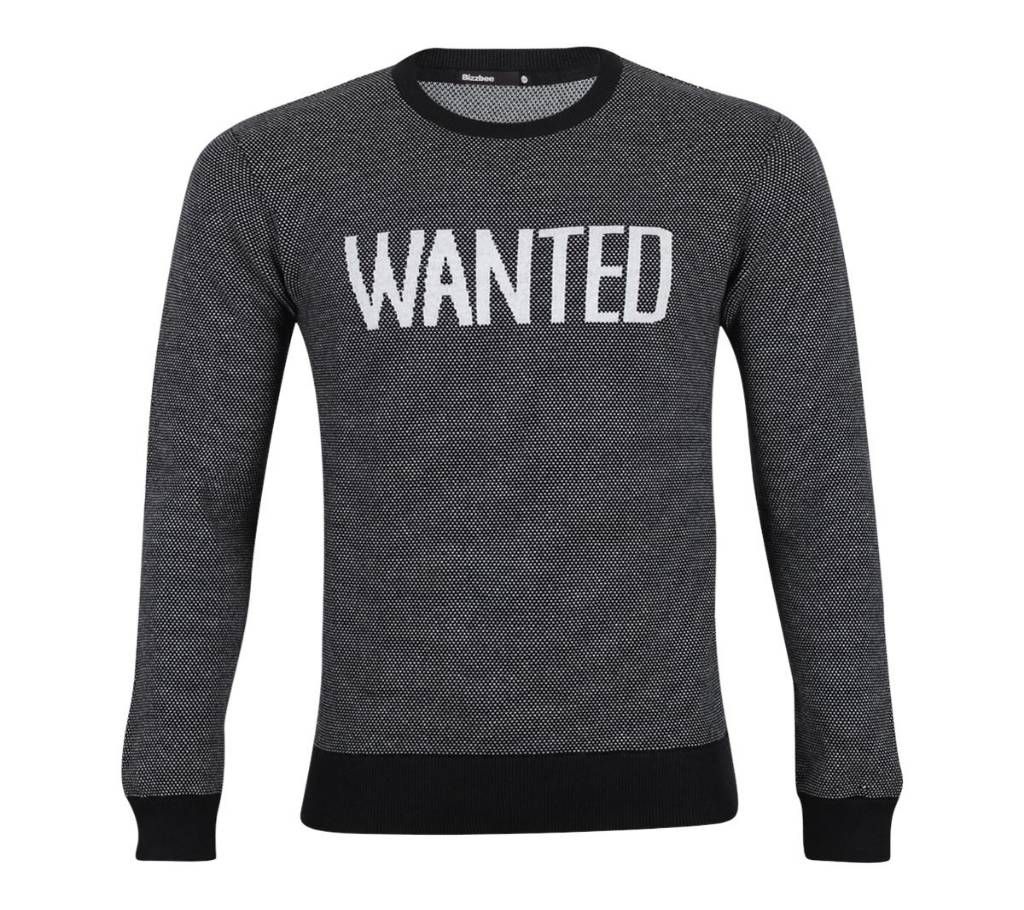 Light Grey Cotton Sweater For Men