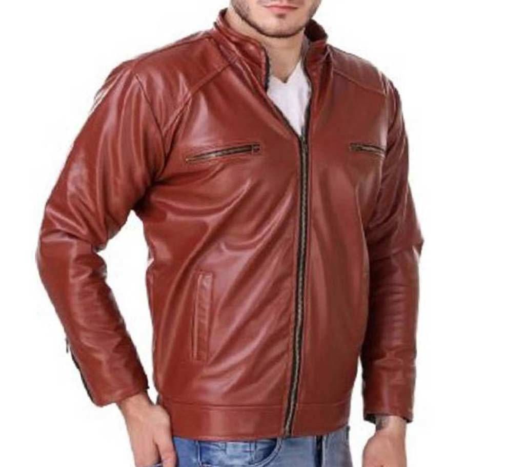 PU leather jacket full sleeve for gents