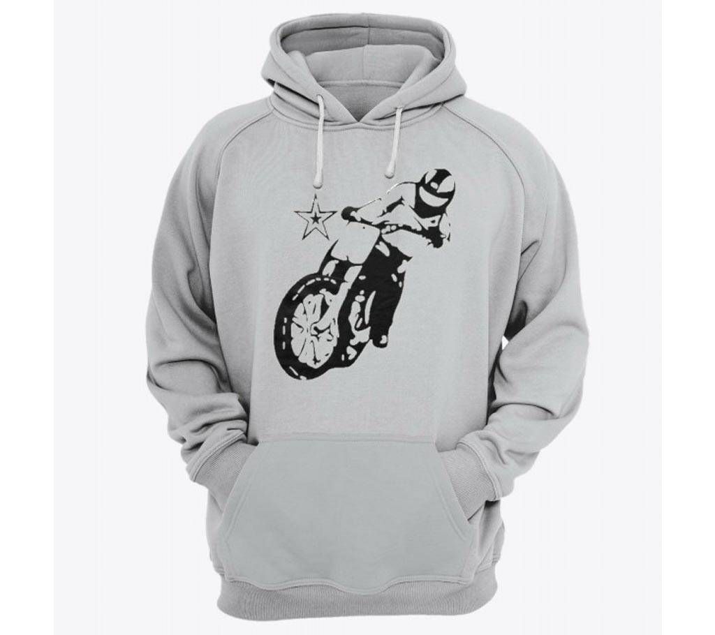 Moto-Grey Melange-Mens-Hoodie