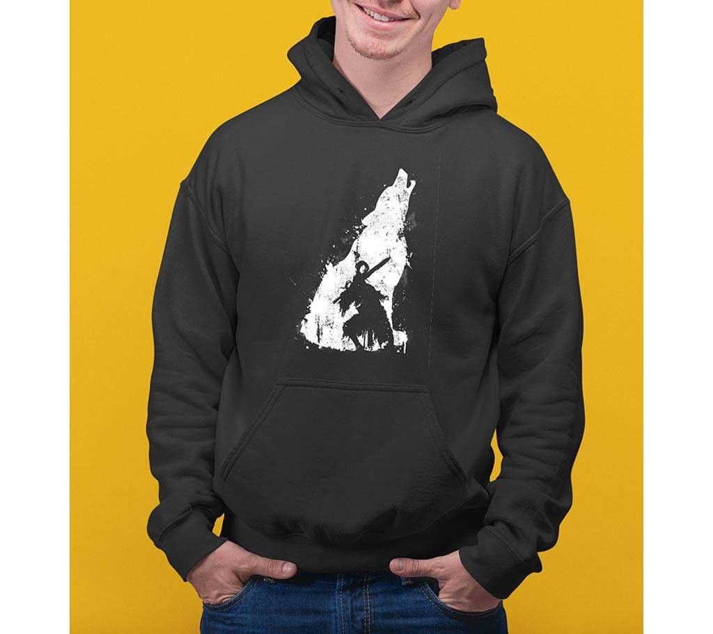 wolf Mens Hoodie - Black