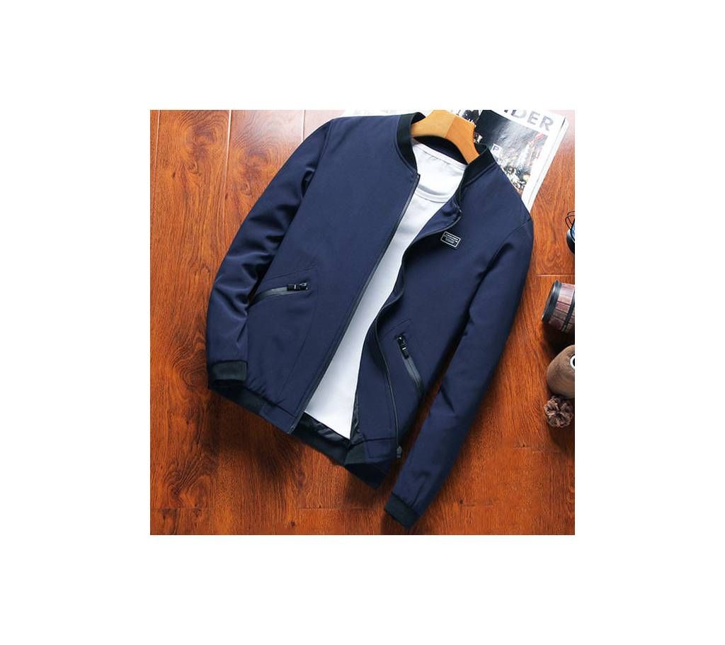 Navy Blue Micro Bonded Jacket For Men