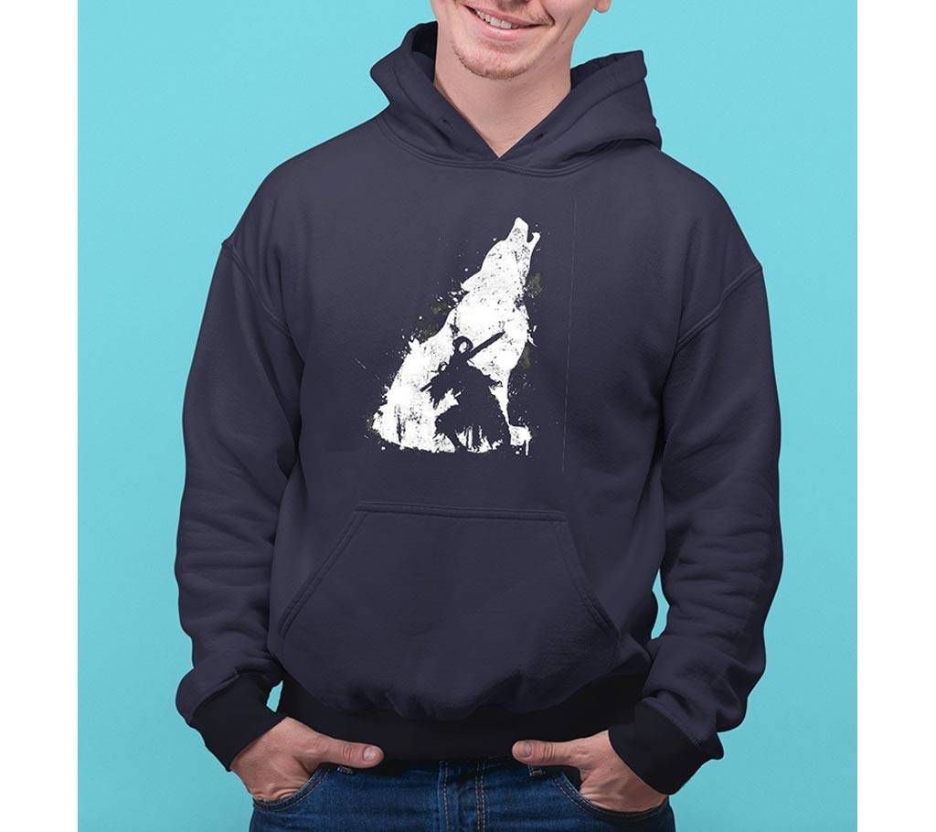 wolf Mens Hoodie - Blue