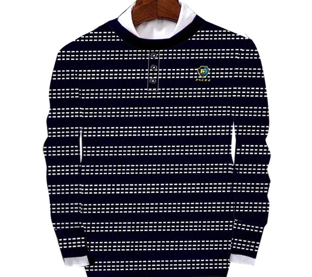 Mens Full Sleeve Sweater - Black and White