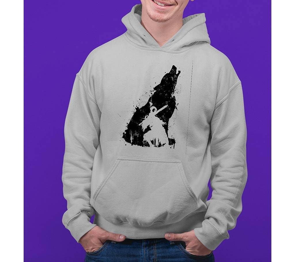 wolf Mens Hoodie - Grey