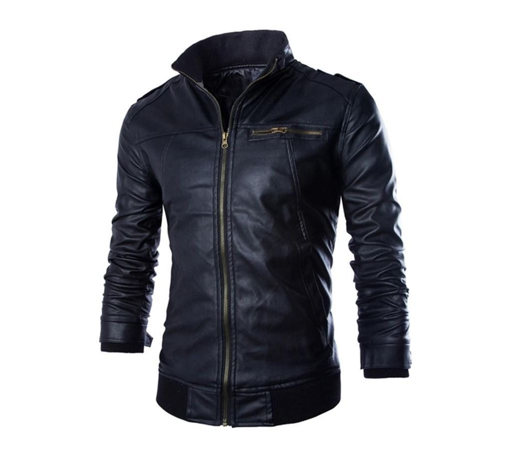 Gents Full Artificial Leather Jacket -  Vip1 Black