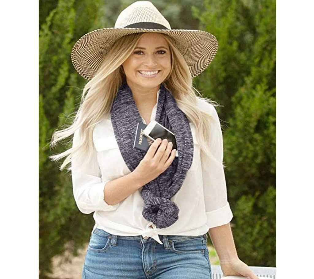 Convertible Infinity Scarf With Pocket Loop Scarf Women Winter Zipper Pocket