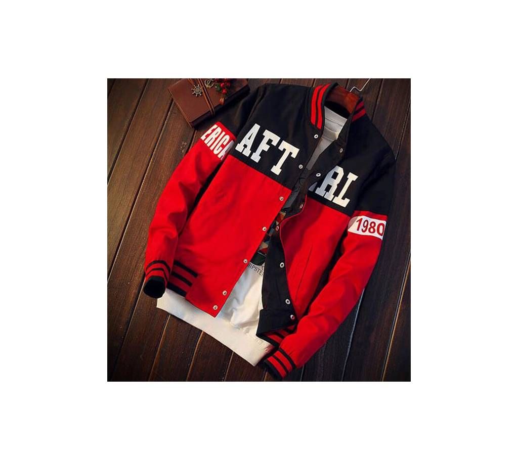 Red and Black Micro Bonded Jacket For Men