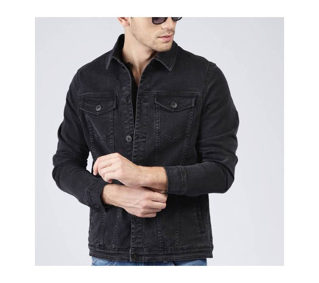 Gents Full Sleeve Black Denim Jacket