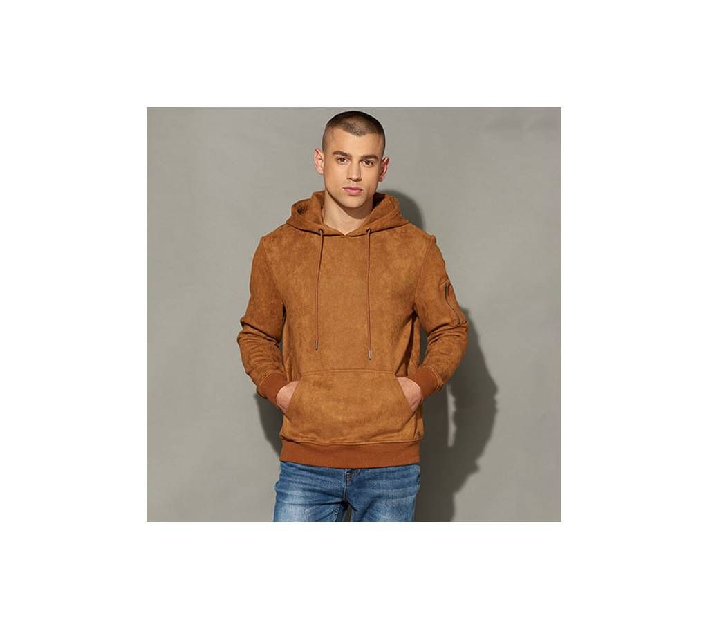 Golden Suede Leather Hoodie 