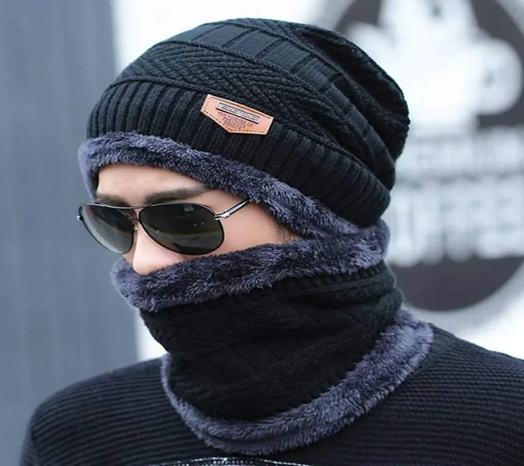 Special Winter Cap and Scarf Set Black