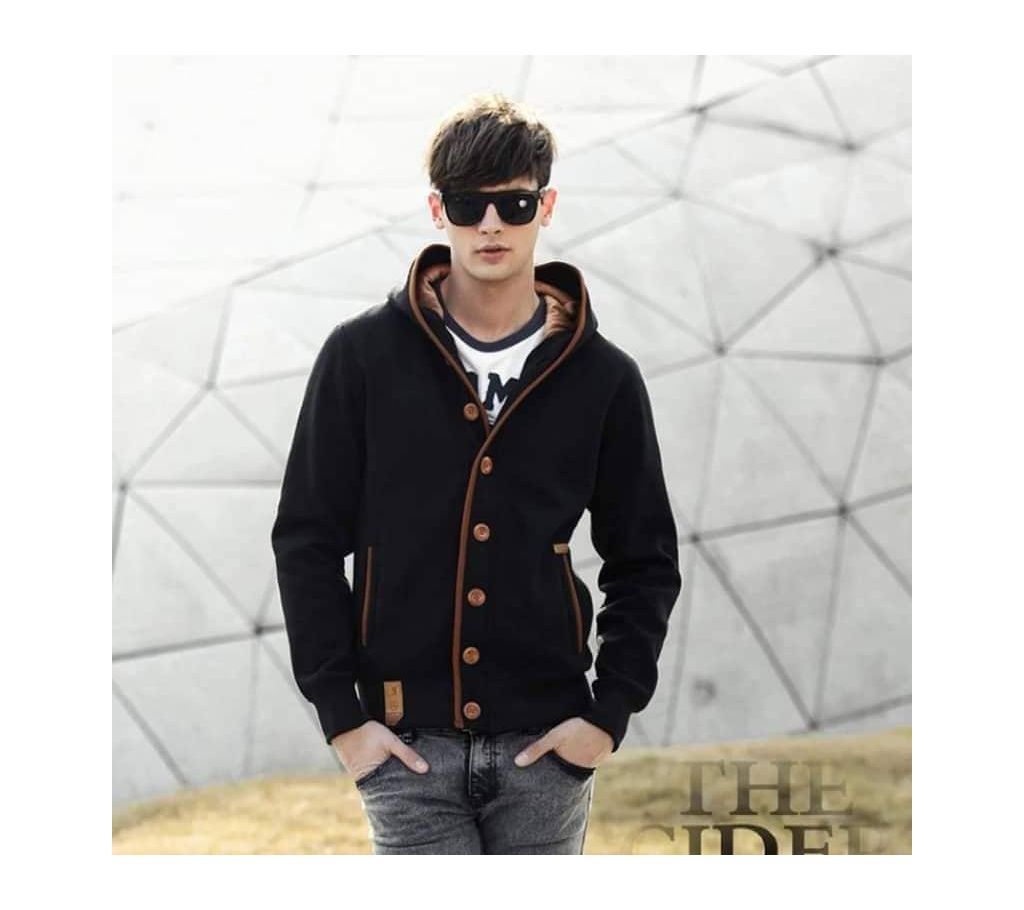 Black designable Bonded Hoodie For Men