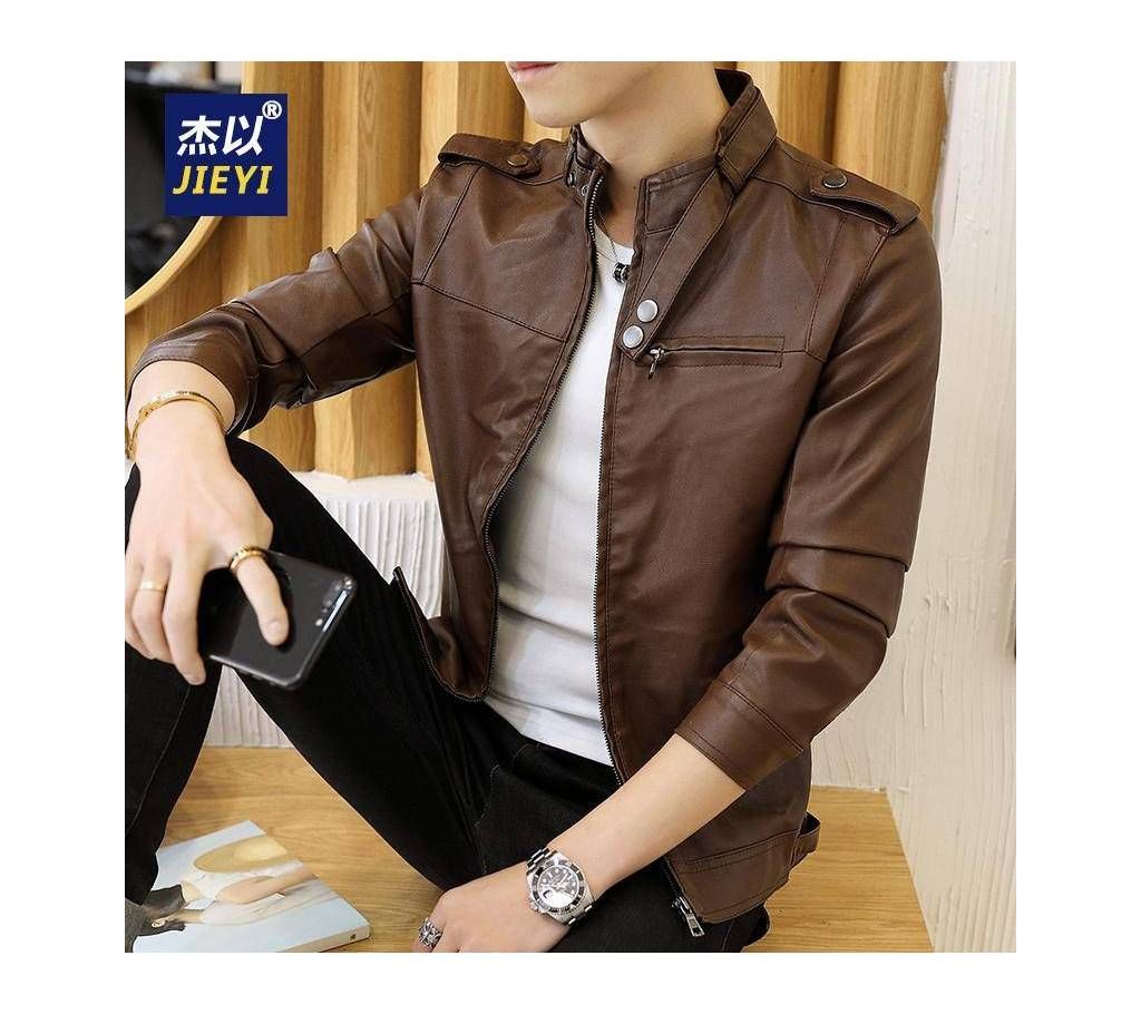 Artificial Leather Jacket For Men-Chocol
