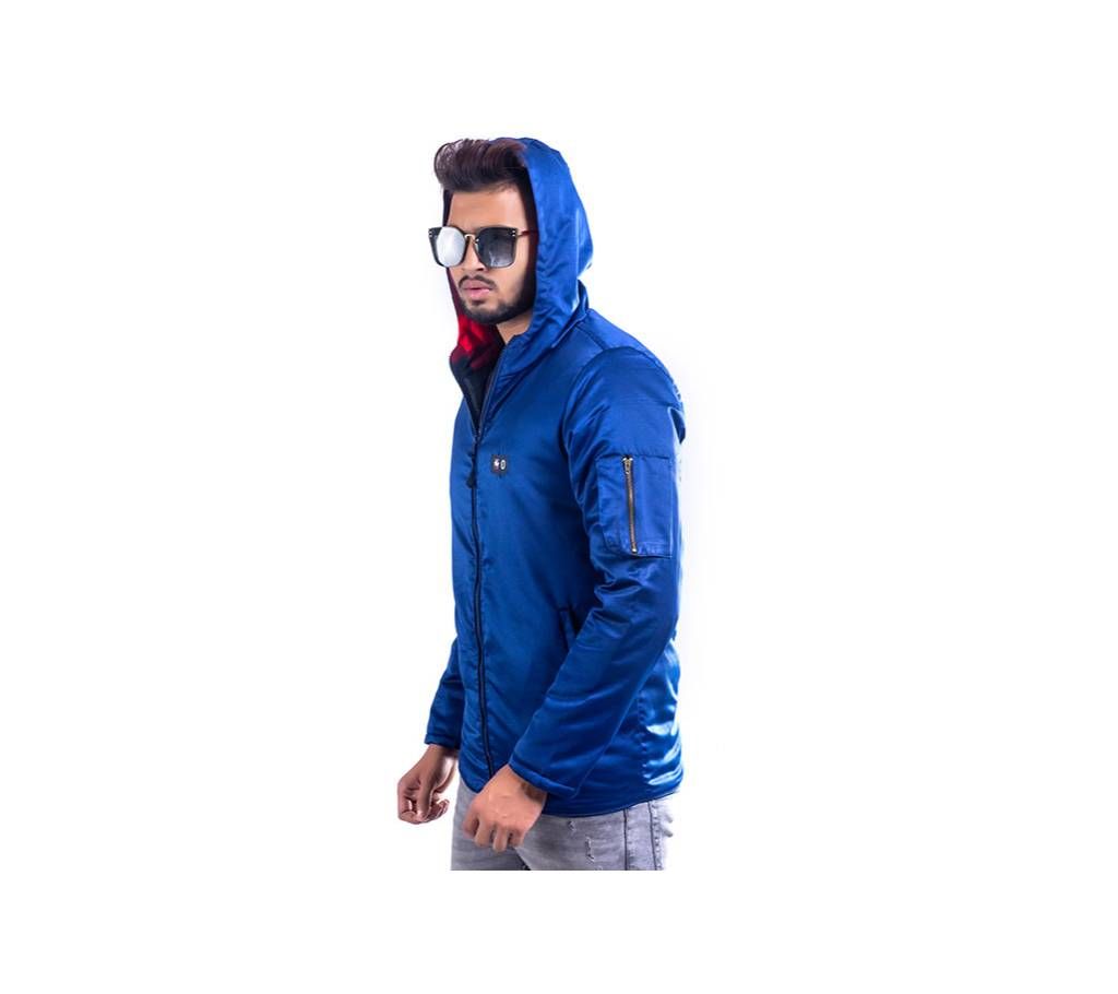 Blue Artificial Smart Biker Jacket For Men