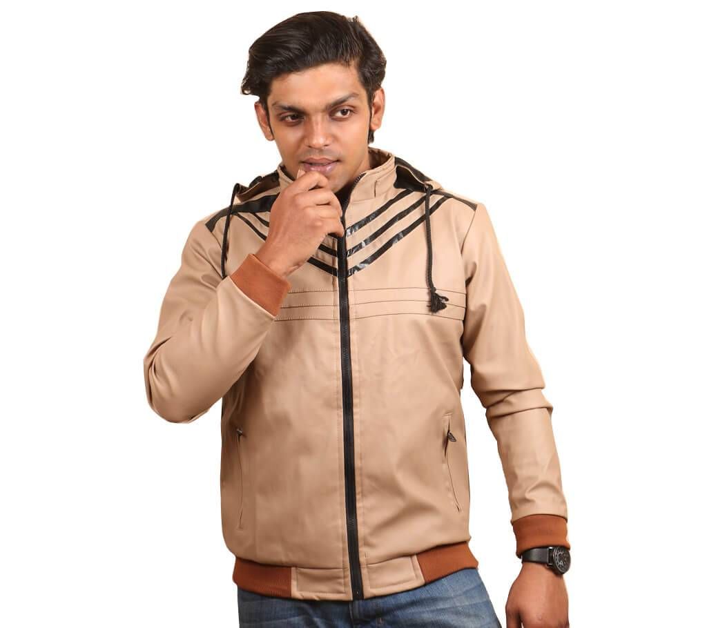 Full Artificial Leather Hoody For Men