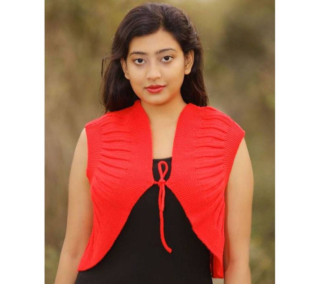 Red Sleeveless Cardigan for women 