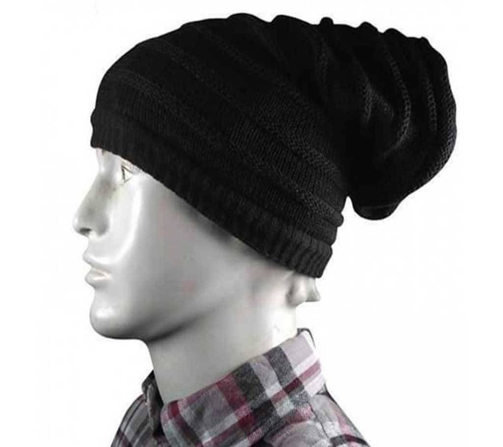 MENZ WINTER BEANIE HAT-BLACK