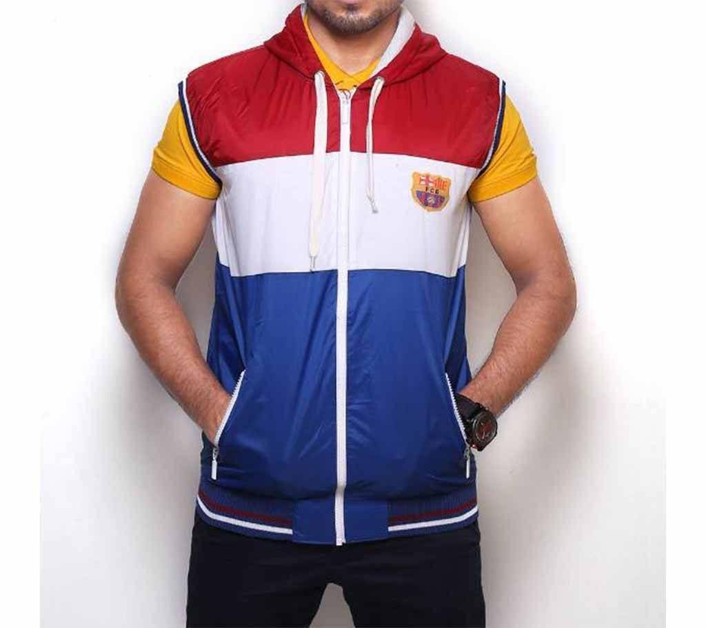 FCB Multicolor Cotton Sleeveless Hoodie For Men