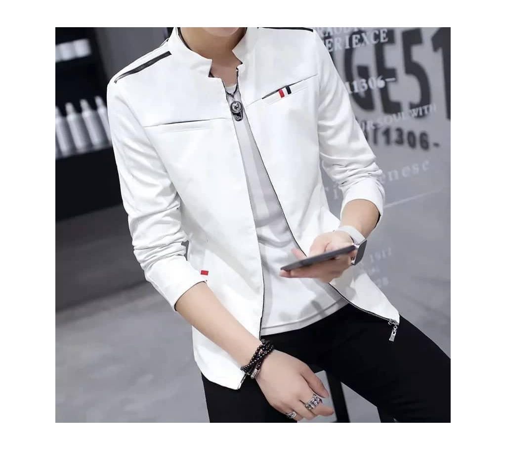 White PU Leather Jacket For Man