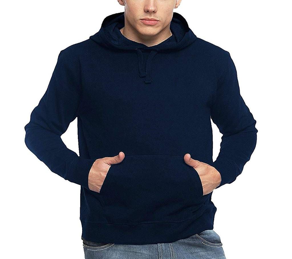 Men's Navy Blue Plain Hoodie