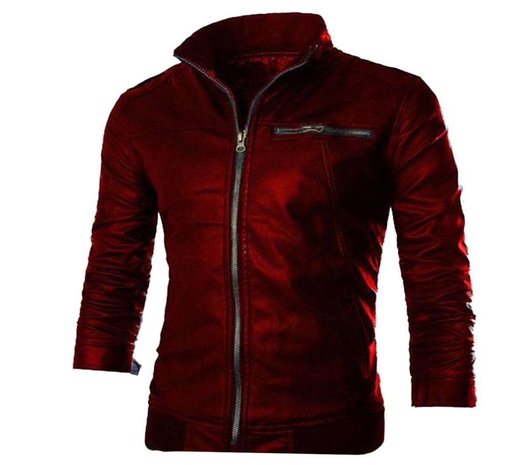 Gents Full Artificial Leather Jacket -  Vip1 Red