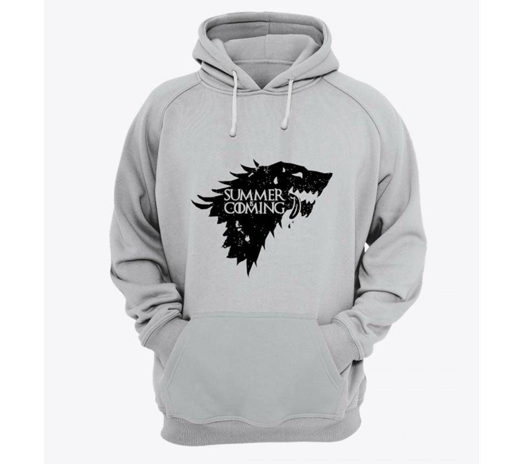 Winter-Coming-Grey Melange-Mens-Hoodie