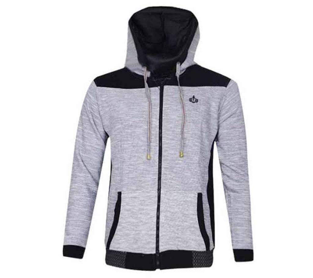 Gray Cotton Hoodie For Men